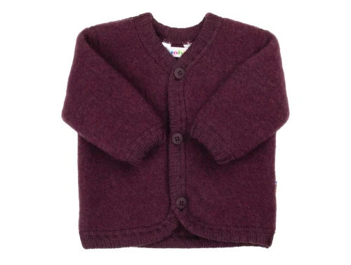 Joha cardigan i blommefarvet børstet merinould med knapper foran  